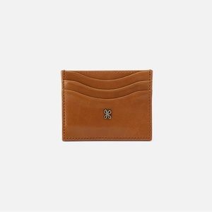 Hobo Max Card Case Wallet Truffle in polished leather
